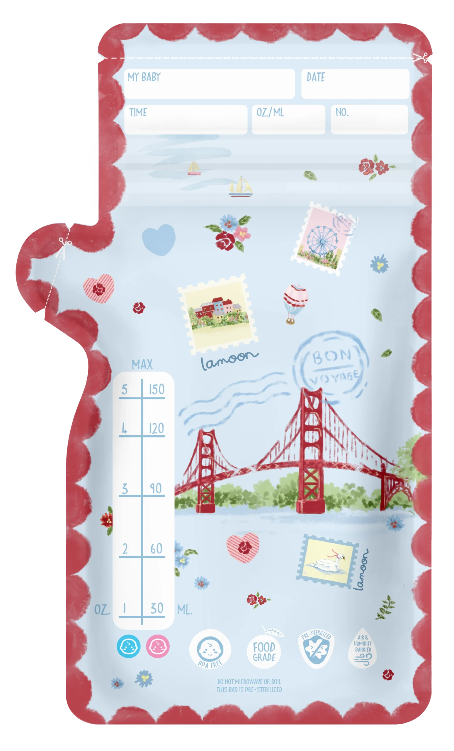 لامون – أكياس تخزين حليب الأم 30 كيس، 150 مل لكل كيس - صورة 4