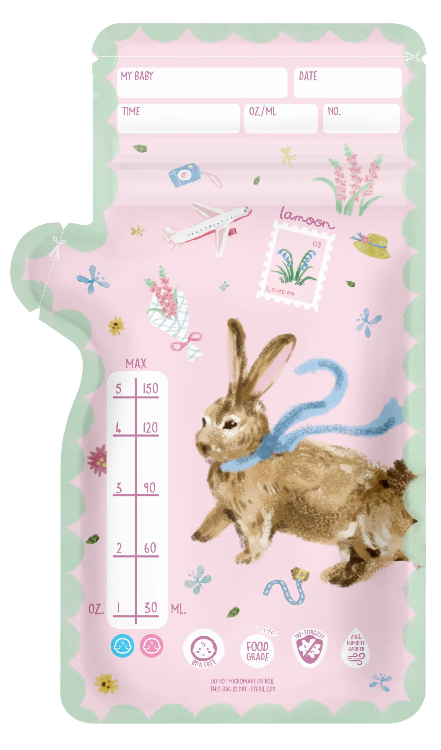 لامون – أكياس تخزين حليب الأم 30 كيس، 150 مل لكل كيس - صورة 5