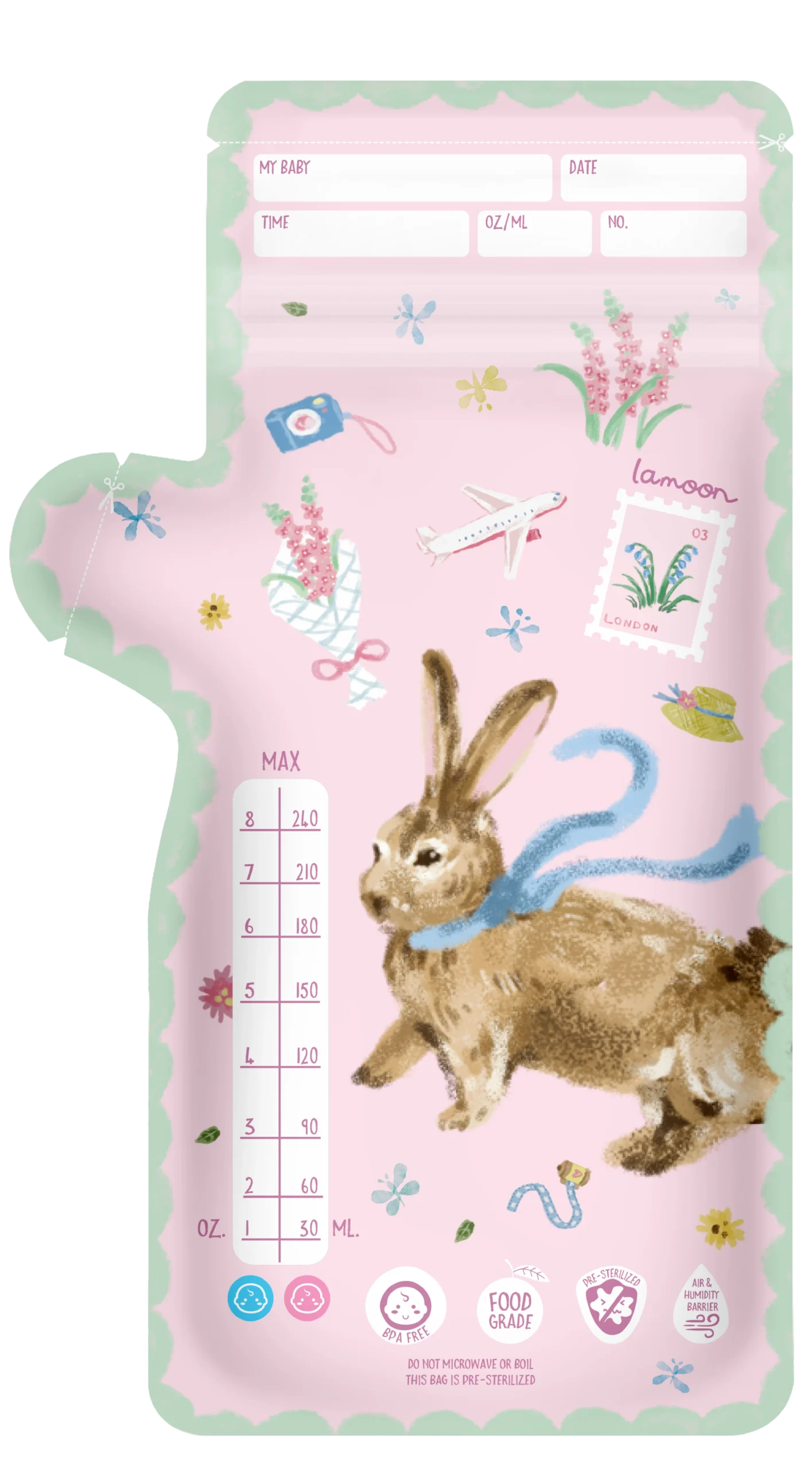 لامون – أكياس تخزين حليب الأم 25 كيس، 240 مل لكل كيس - صورة 5