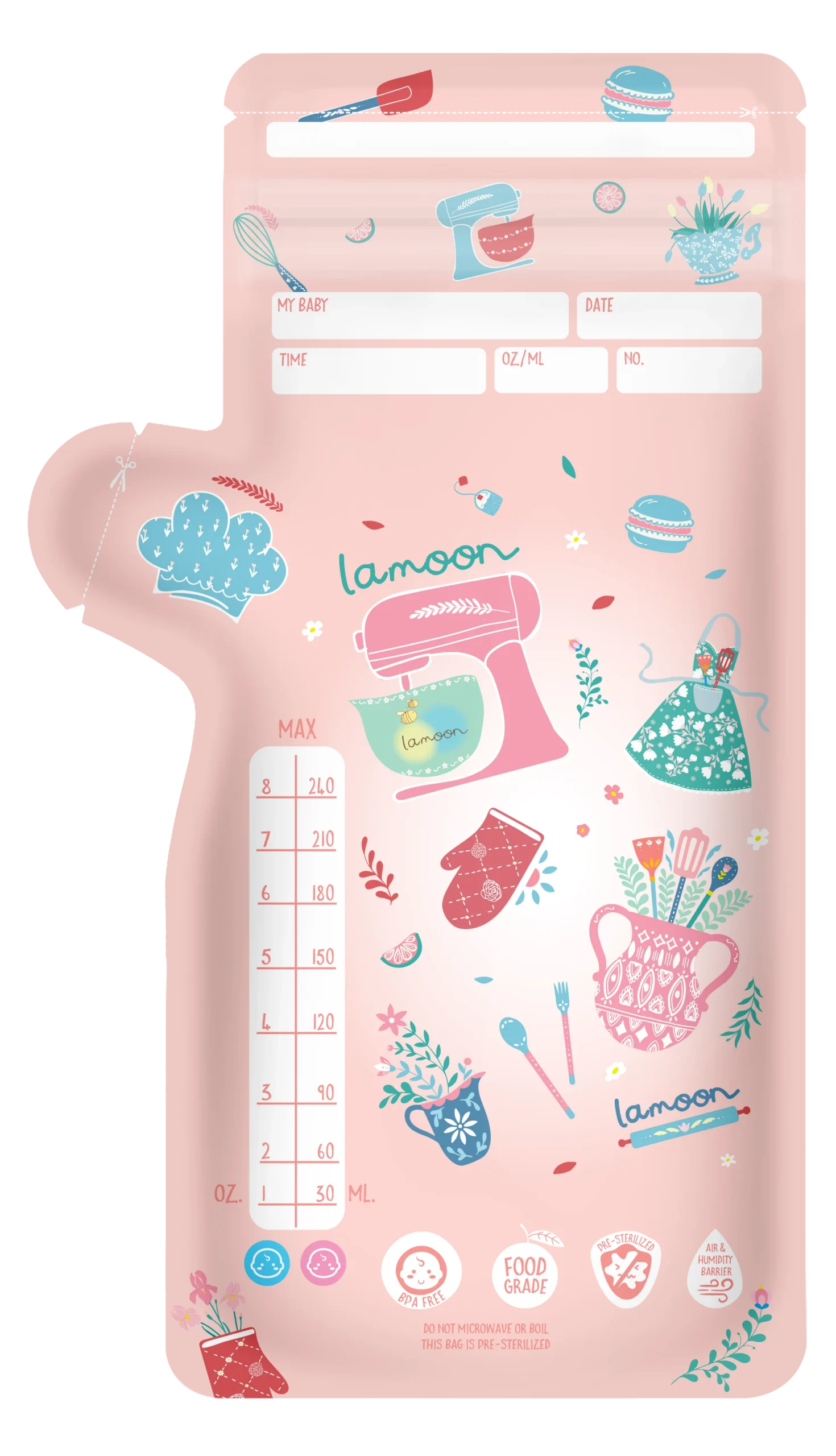 لامون – أكياس تخزين حليب الأم 25 كيس، 240 مل لكل كيس - صورة 4